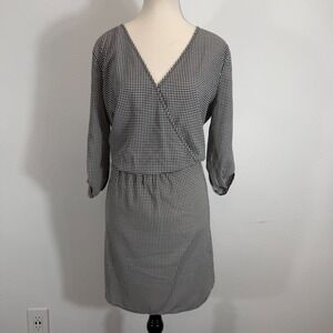 1981 GUESS Houndstooth Surplice Wrap Dress Roll Tab Black White Mini Dress M‎